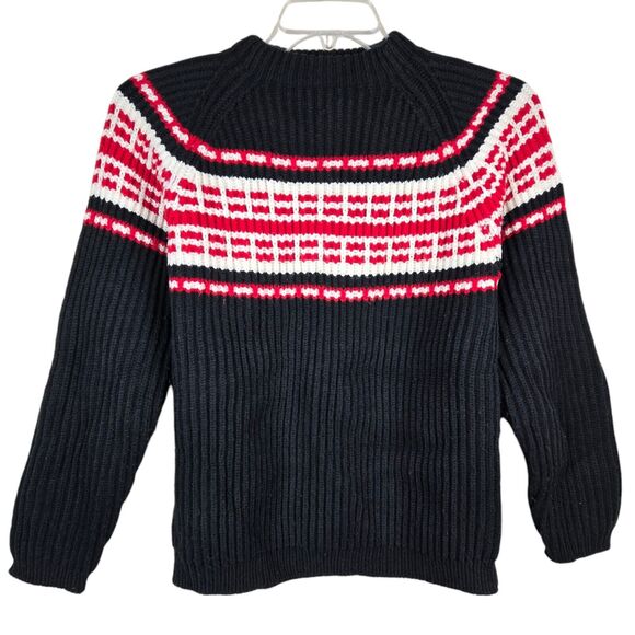 Vtg Woodward & Lothrop Japan Men's Sz 18 M Sweater BlackRed Fair Isle Crew Neck - Picture 1 of 3